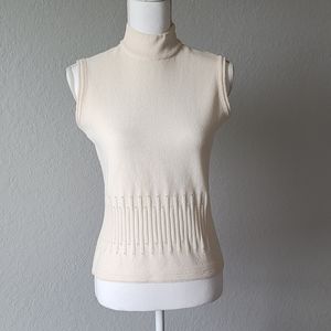 St John Knits Cream Santana Shell with Crystal Detail